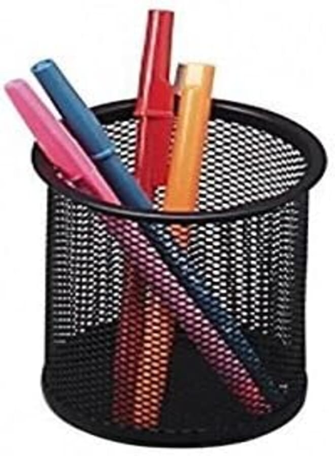 Generic Minimalist Industrial Metal Mesh Pen/Pencil Holder for Home Desk Office, Black